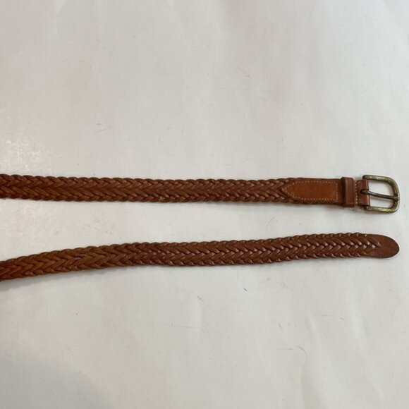 Banana Republic Braided Leather Belt, Brown Cognac, Brass Buckle size large - Picture 7 of 13